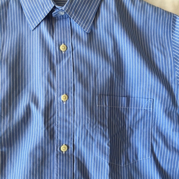 J Crew M Blue Pin Stripped 2-ply Button Down - Picture 3 of 5